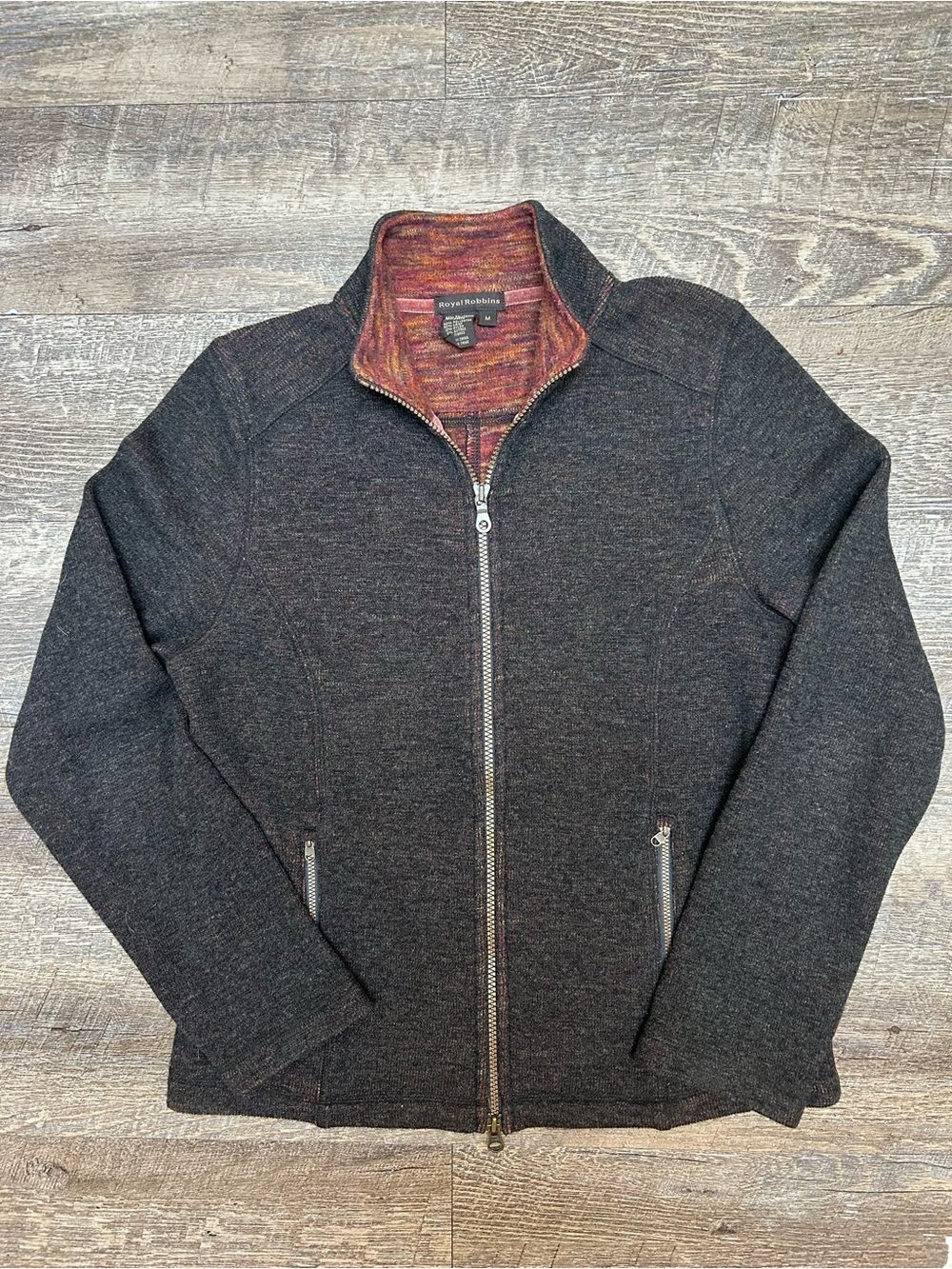 Royal Robbins Charcoal Full-Zip Sweater wool blend